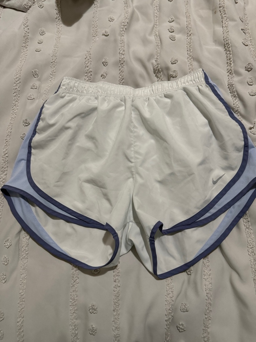 Nike White Athletic Shorts with Purple Trim